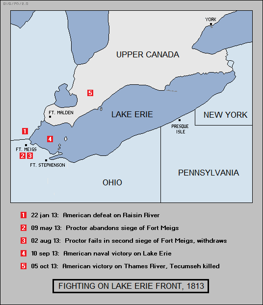 fighting on Lake Erie front, 1813