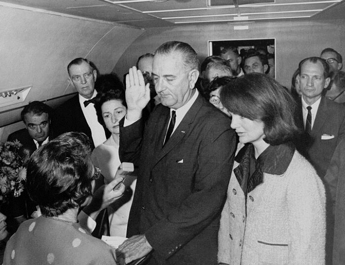 LBJ sworn in as president